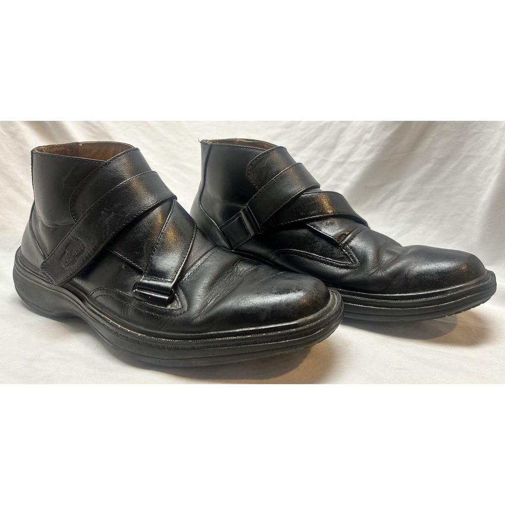 Dr Comfort Chukka Joseph Shoes Black Leather Mens 7M Womens 9M Hook & Loop